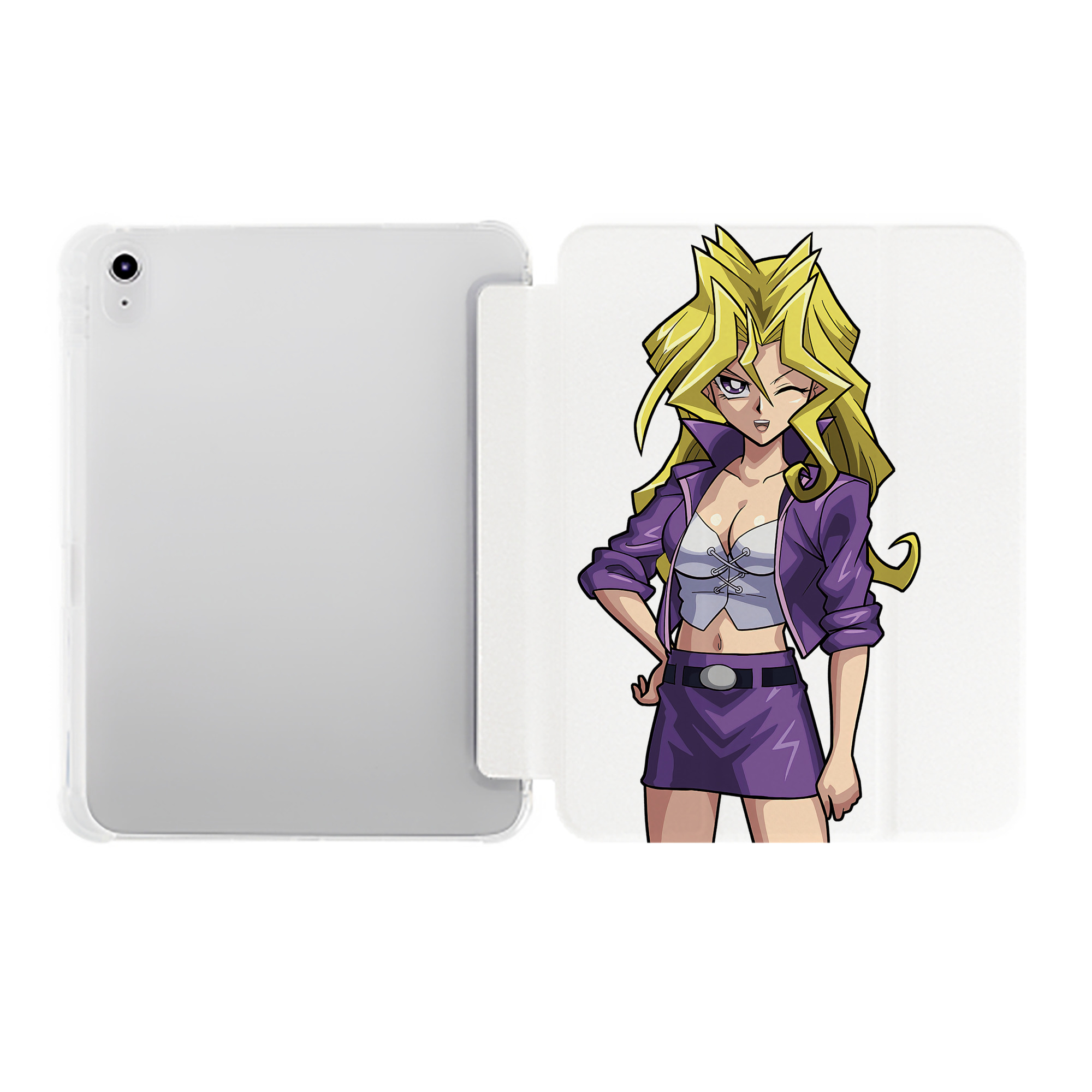 （画像用） 遊☆戯☆王 Yu-Gi-Oh! IPad ケース ペン収納付き 三つ折りスタンド PUレザー×シリコン 対応機種9.5/10.5/10.9インチ